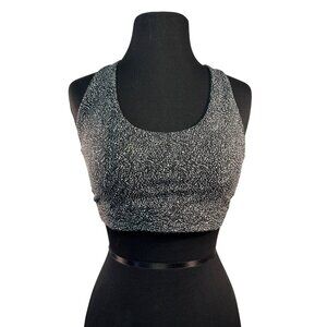 Athleta Heathered Black & White Racerback Sports Bra Size Large
